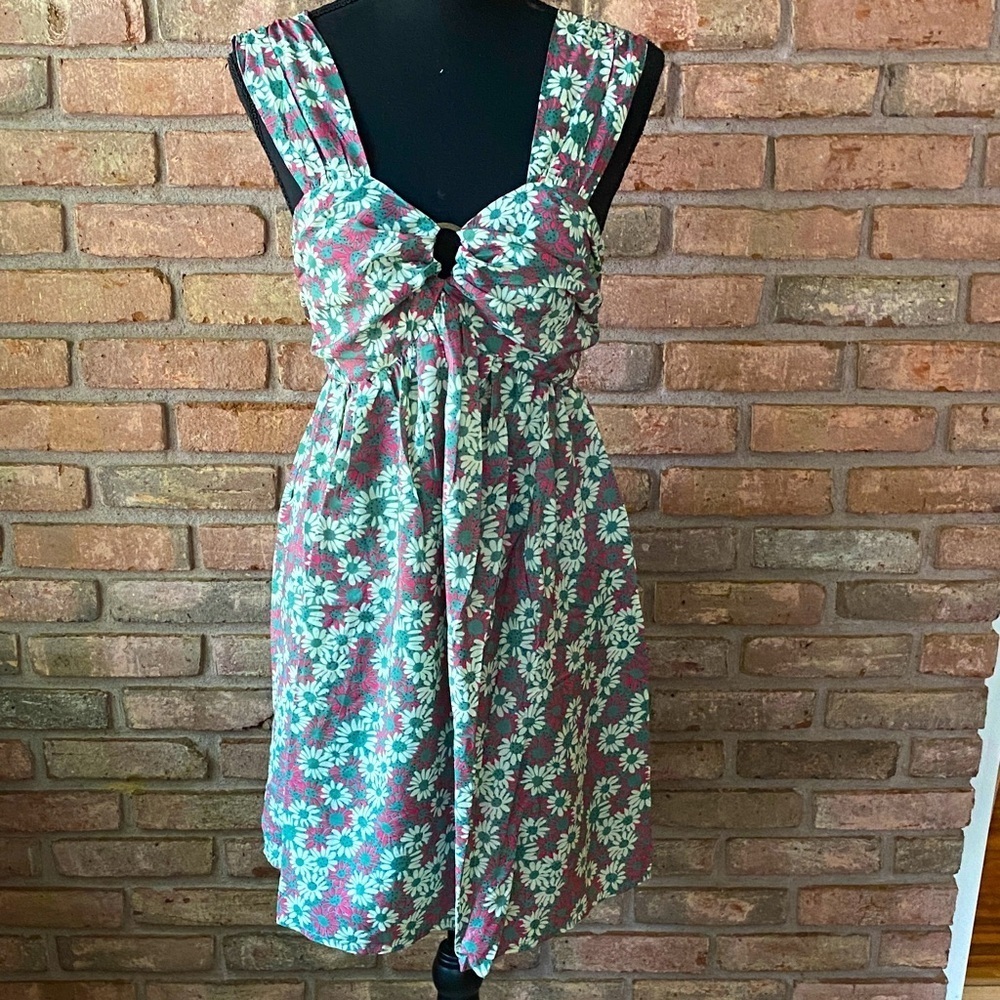 Entro Floral Mini Dress - Pink and Green